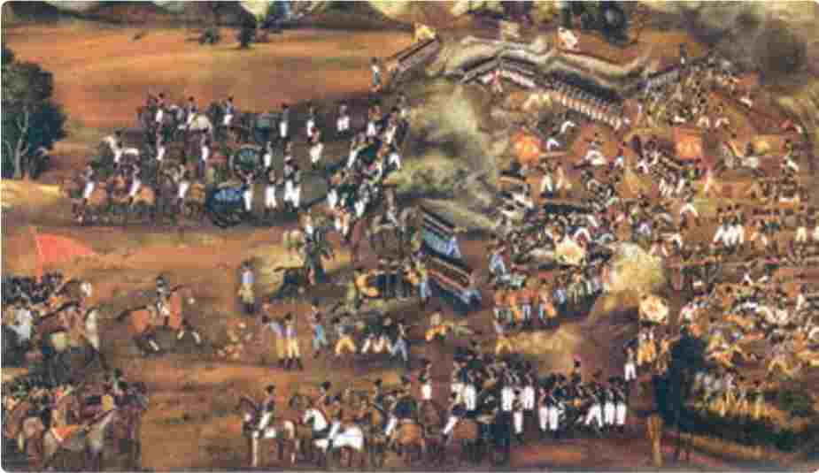 نقاشی صحنه‌ای از جنگ‌های ایران و روسیه