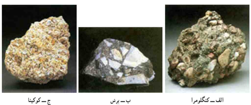 نمونه‌هایی از سنگ‌هاى رسوبى آوارى