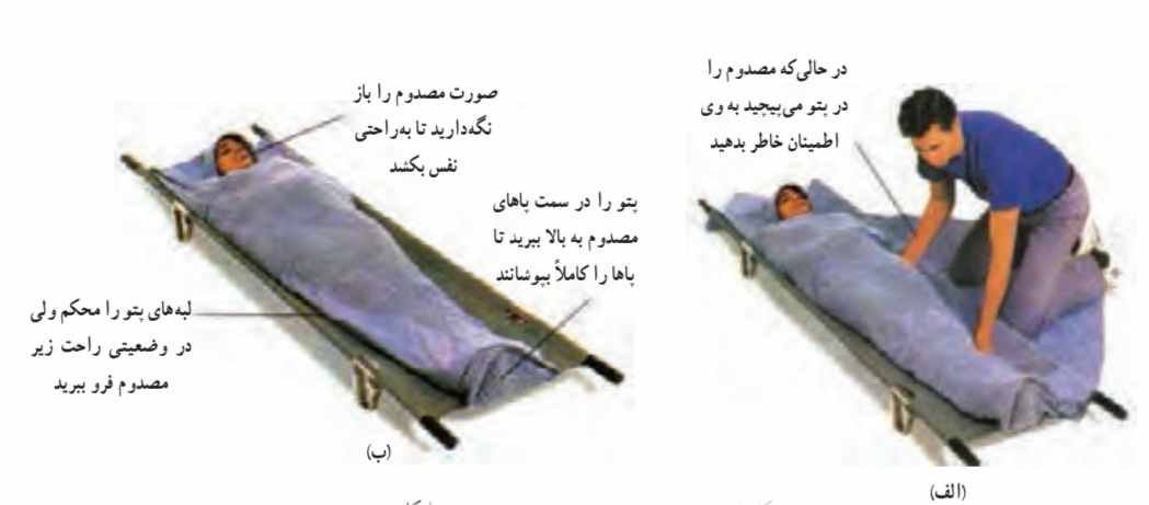 روش پوشاندن مصدوم با پتو روی برانکارد