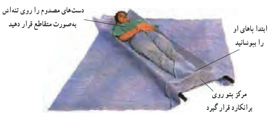 نحوه قرار دادن پتو روی برانکارد