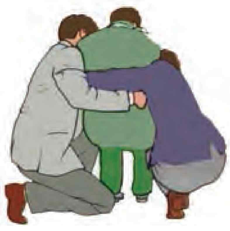 روش حلقه کردن دست‌ها در پشت مددجو در حمل دو مچ